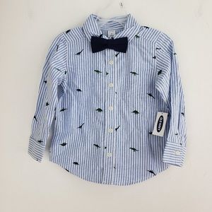 Old Navy Boys Dinosaur Button Shirt + Button Tie